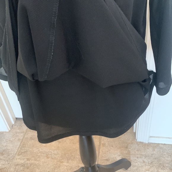George Black Sheer Three Quarter Sleeve Gathered V Neck Blouse Size 20 - Picture 5 of 7